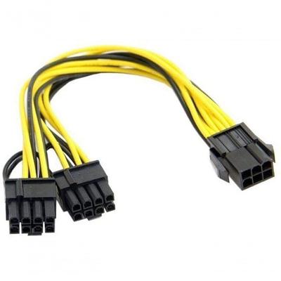 Cabo Adaptador de Alimentação PCI Express 6 Pinos para 2 com um Conector Fêmea e Dois Conectores