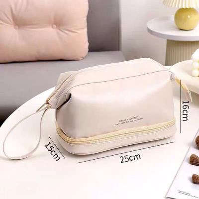 Bolsa para Maquiagem de Couro PU com Grande Capacidade para Viagem Branco OEM