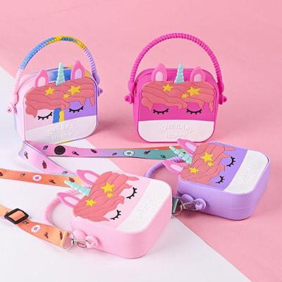 Bolsa Infantil Pop It de Silicone Portátil Transversal Formato Unicórnio Pink com Zíper OEM
