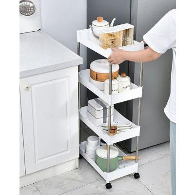 Armário Carrinho Organizador Multiuso com 4 Camadas com Rodinhas para Cozinha Banheiro Quarto