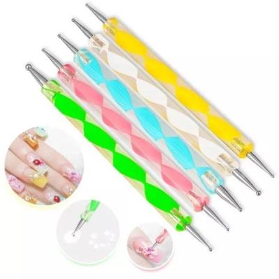 Kit de Boleadores para Unhas com 5 Pincéis Ponta Dupla para Arte Desenho e Pintura OEM