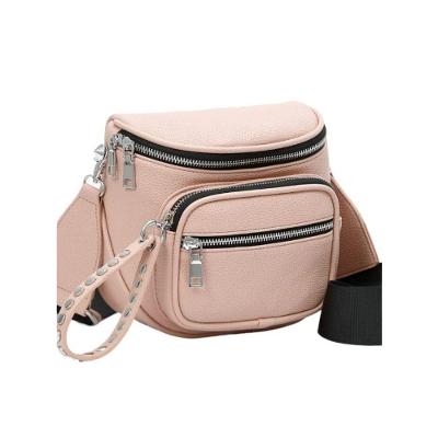 Bolsa Feminina Transversal Tipo Pochete OEM 116 Couro Sintético 18X24X8 Rosa Feminino