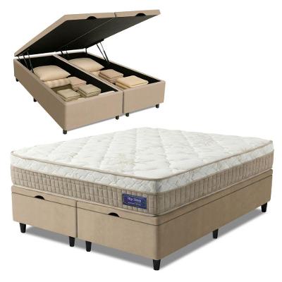Cama Box Baú Colchão Queen Euro In Natural Confort 158x198x66cm Apolo Bege