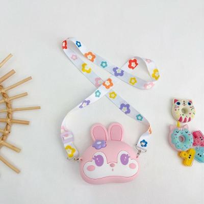 Bolsa de Silicone Infantil Coelho Rosa Pop It com Bolinhas e Alça de Ombro Crossbody Rosa OEM