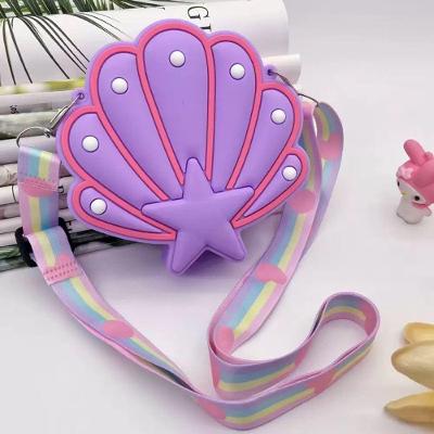 Bolsa Infantil de Silicone Criança Concha para Pequenos Itens Lilás OEM