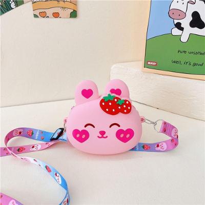 Bolsa de Silicone Infantil Coelho Rosa Pop It com Zíper e Alça de Ombro Crossbody Rosa OEM