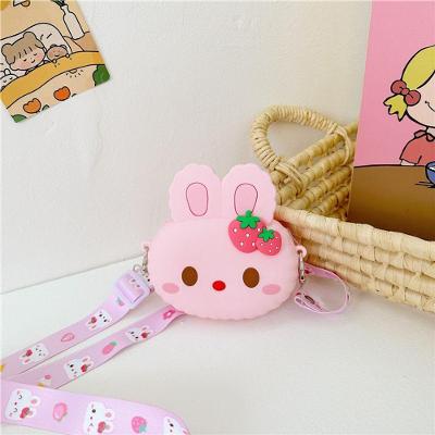 Bolsa de Silicone Infantil Coelho Rosa Oval com Textura Pop It Anti Estresse Rosa OEM