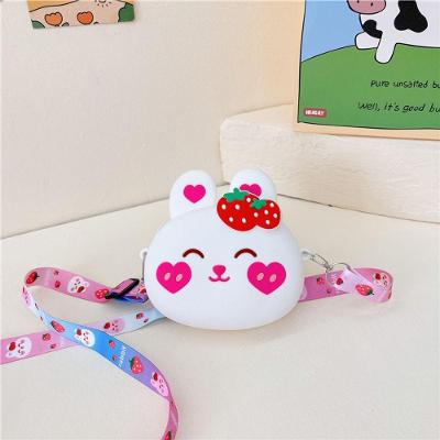 Bolsa Infantil Coelho de Silicone com Alça Crossbody e Fechamento em Zíper Branco OEM