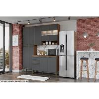 Cozinha Ronipa Nápoli Prime Napoli Prime 3Pçs (1 Armário + 1 Balcão + 1 Paneleiro) Castanho/chumbo