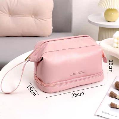 Bolsa para Maquiagem de Couro Pu para Armazenamento de Cosméticos à Prova de Umidade Rosa OEM