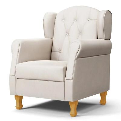 Poltrona De Amamentação Com Pés De Madeira Lucy Z39 Suede Bege - Mpozenato