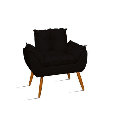Poltrona Decorativa Opala Sala Quarto Escritório Suede Preto Balaqui Decor