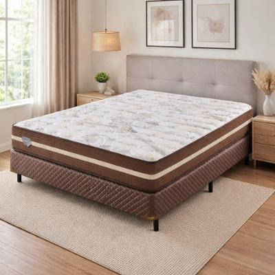 Conjunto Base Box Casal Com Colchão High Quality Ecoflex Marrom