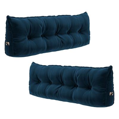 Kit 2 Almofadas Para Cabeceira Encosto Lombar Spot Veludo Azul Abmaza