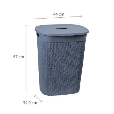 Cesto de Roupas RB9 Plástico com Tampa e Alça 55L Azul Mediterrâneo Astra