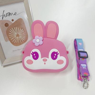 Bolsa de Moeda Infantil Coelho com Função Pop It Rosa Silicone com Alça de Ombro OEM