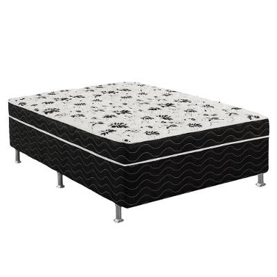 Cama Box Casal Conjugada Ortopédica com Colchão Espuma Preto RR Colchões