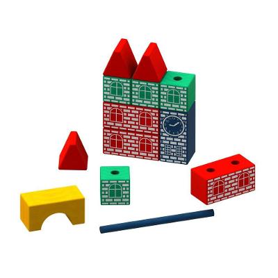 Brinquedo Educativo de Blocos de Montar Brincando de Engenheiro Desafio dos Blocos 15 Peças