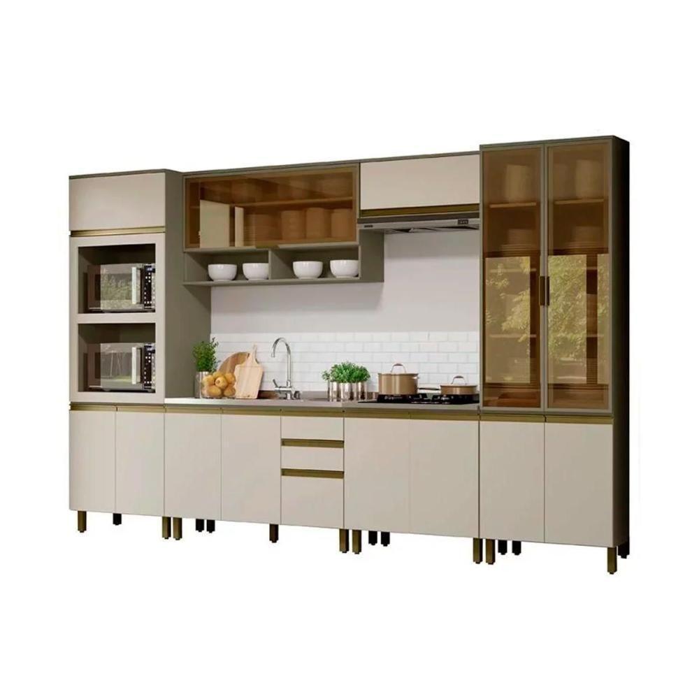 Kit Cozinha 7Pçs (torre Quente + Paneleiro + 2 Aéreos + 2 Gabinetes 1 Tampo P/Cooktop) Duna/cristal - 2