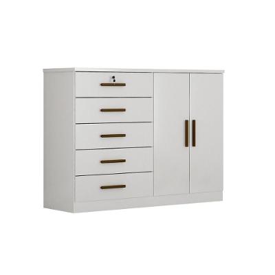 Cômoda Infantil Space 5 Gavetas em MDF com Puxador Metálico Branco