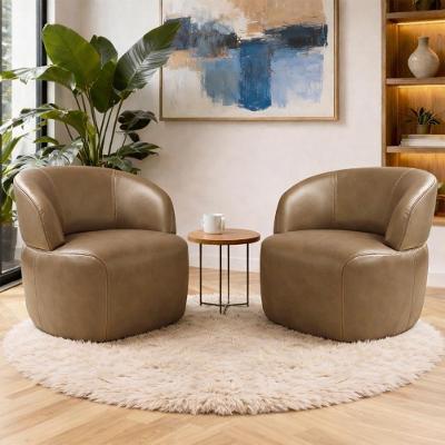 Kit 2 Poltronas Decorativas Colt Sala De Estar Couro Manchado Mel G34 - Gran Belo