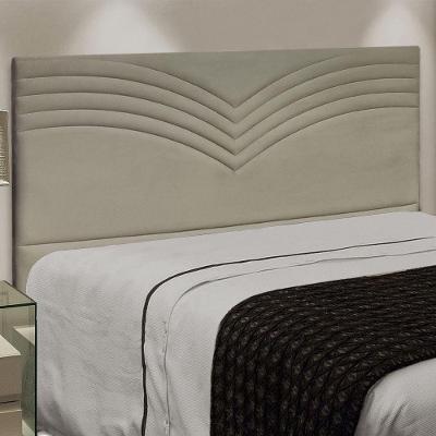 Cabeceira Estofada Encanto Solteiro Veludo Suede Bege Star Confort