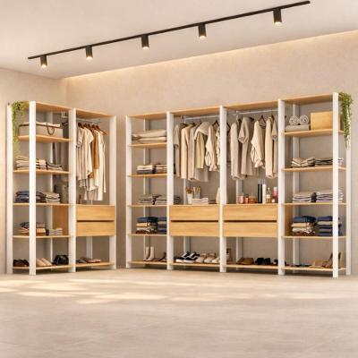 Guarda-roupa Closet Modulado Texas 6 Gavetas 405cm Multimóveis Mp4788 Branco/madeirado