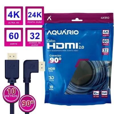 Cabo Hdmi 2.0 4k 60hz 3d Blindado com Conectores Gold 24k 10m Oem