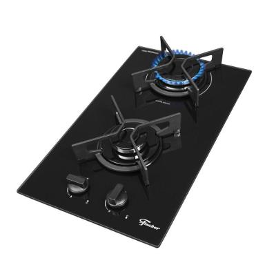 Cooktop A Gás Fischer 2 Bocas Fit Line Trempe Iron Preto Bivolt