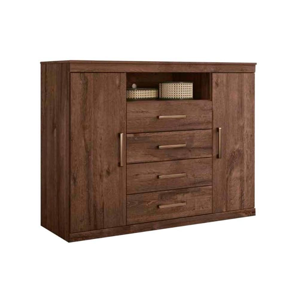 Cômoda Infantil Master 2 Portas +1 nicho e 4 Gavetas Ébano - Santos Andirá - 1