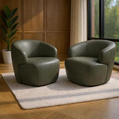 Kit 2 Poltronas Giratórias Hades 86cm Sala De Estar Couro Cimento G34 - Gran Belo