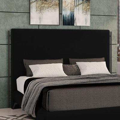 Cabeceira Design Para Cama King Bezos Pés Em Madeira Veludo Preto G91 - Gran Belo