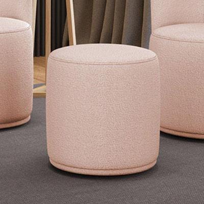 Puff Malu Rosê M11 Redondo Espuma Estofada Revestimento Bouclê para Sala Confortável