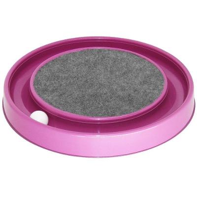 Arranhador para Gatos OEM Redondo Relax com Bolinha Miau em Polipropileno e Carpete Rosa 35 e 5cm 1