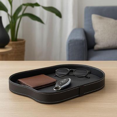 Bandeja Beatrice para Decorar e Organizar com Material Ecológico Preta Hara