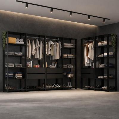 Guarda-roupa Closet Modulado Arizona 6 Gavetas 405cm Multimóveis Mp4785 Preto