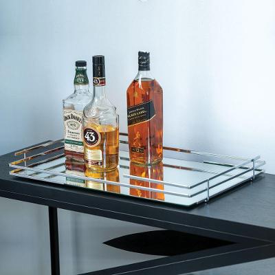 Bandeja Celine Base Espelhada com Estrutura Metálica Resistente Cromada Hara