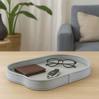 Bandeja Beatrice para Organizar Ambientes com Design Orgânico Material Ecológico Cinza Hara