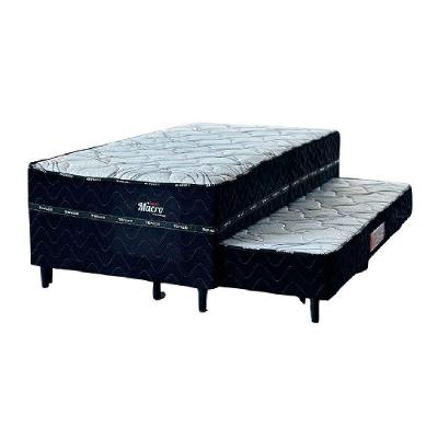 Cama Box Solteirão Macro com Cama Auxiliar com Colchão Molas Ensacadas Cinza Topázio