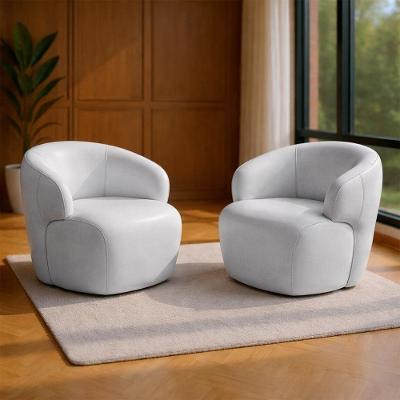 Kit 2 Poltronas Giratórias Hades 86cm Sala De Estar Couro Branco G34 - Gran Belo