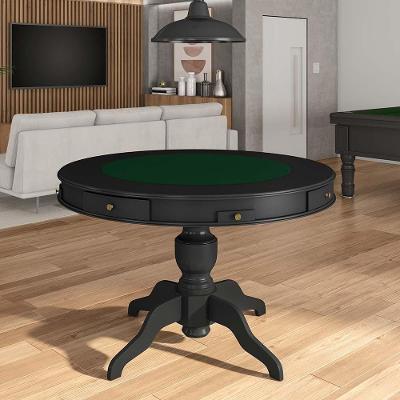 Mesa De Jogos Carteado 4 Lugares Bellagio Com Gavetas E Tampo Reversível Com Tecido Preto/verde G42 - Gran Belo