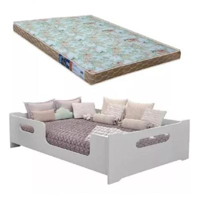 Cama Casal Montessoriana Encanto Infantil com Colchão Toraflex 100% MDF Branco