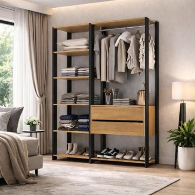 Guarda-roupa Closet Modulado Arizona 2 Gavetas 135cm Multimóveis Mp4783 Preto/madeirado