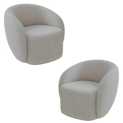 Kit 2 Poltronas Decorativas Sala De Estar íbis Encosto Fixo Bouclê Cinza G33 - Gran Belo
