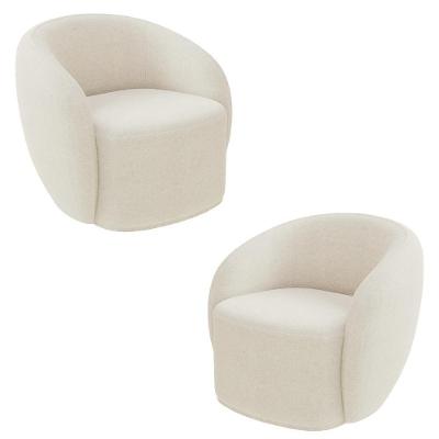 Kit 2 Poltronas Decorativas Sala De Estar íbis Encosto Fixo Bouclê Off White G33 - Gran Belo