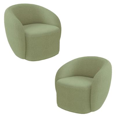 Kit 2 Poltronas Decorativas Sala De Estar íbis Encosto Fixo Bouclê Verde G33 - Gran Belo