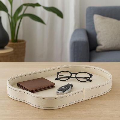 Bandeja Beatrice para Decorar e Organizar com Material Ecológico Bege Hara