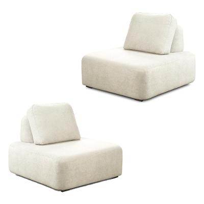 Kit 2 Poltronas Decorativas Santiago Sala De Estar Pés Em Madeira Bouclê Branco G89 - Gran Belo