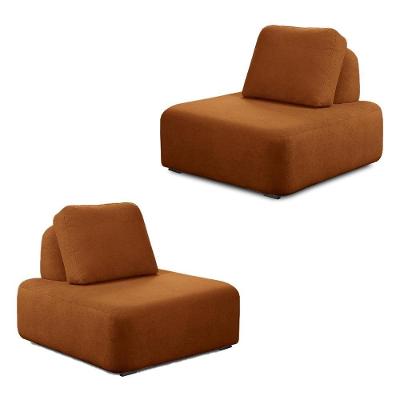 Kit 2 Poltronas Decorativas Santiago Sala De Estar Pés Em Madeira Bouclê Terracota G89 - Gran Belo