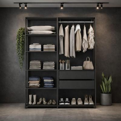 Guarda-roupa Closet Modulado Texas 2 Gavetas 135cm Multimóveis Mp4786 Preto